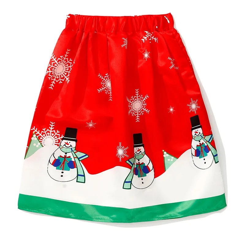 

Digital Printing 3D Christmas Series Snowman Christmas Tree A- line Skirt Winter New Style Elastic Waist Versatile Medium-length
