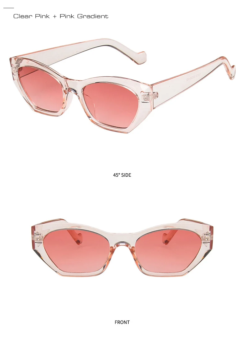 big square sunglasses SO&EI Fashion Cat Eye Irregular Sunglasses Women Vintage Clear Candy Color Eyewear Men Trending Polygon Sun Glasses Shades UV400 square sunglasses