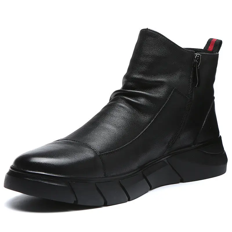 

Martin boots men's British style high-top leather shoes new mid-top leather boots trend