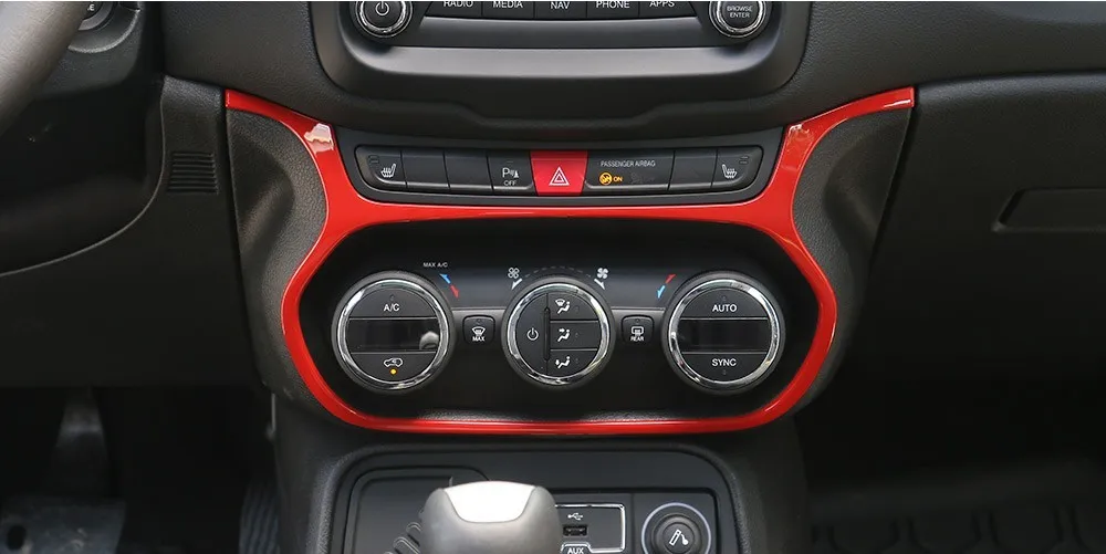 Sansour for Jeep Renegade Air Conditioning Switch Decoration Frame for Jeep Renegade- ABS Car Interior Accessories