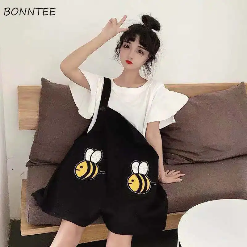 Pantalones de las mujeres de gran tamaño 3XL mujer abeja impreso coreano Estilo Dulce los estudiantes joven lindo chicas Kawaii divertido de ocio suelto Retro
