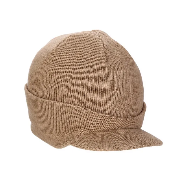 Купить мужская шапка с козырьком лыжная в армейском стиле теплая вязаная картинки цена