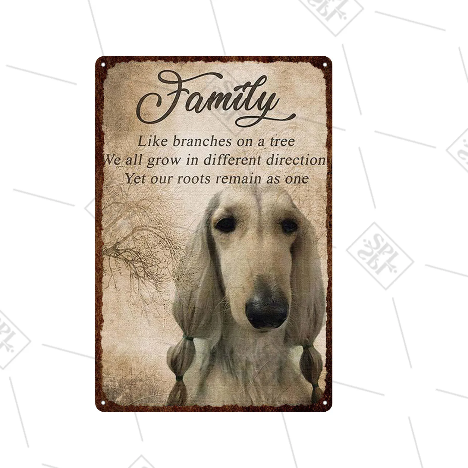 Affiche en métal avec citation inspirante pour la famille, chien mignon,  autocollant mural animal Shabby Chic, animalerie, décoration vintage pour  la maison