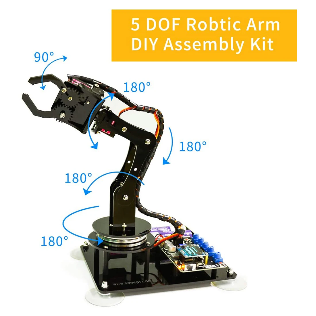 Adeept Arduino Compatible DIY 5-DOF Robotic Arm Kit For Arduino UNO R3 ...