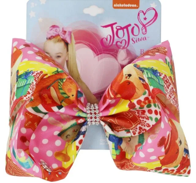 HOT SALE Christmas 8" Bows Large Hair Bow Kids Hair Bowknot print ribbon Handmade Hair Clip Hair Accessories for Girl 12PCS/ - Цвет: Фиолетовый