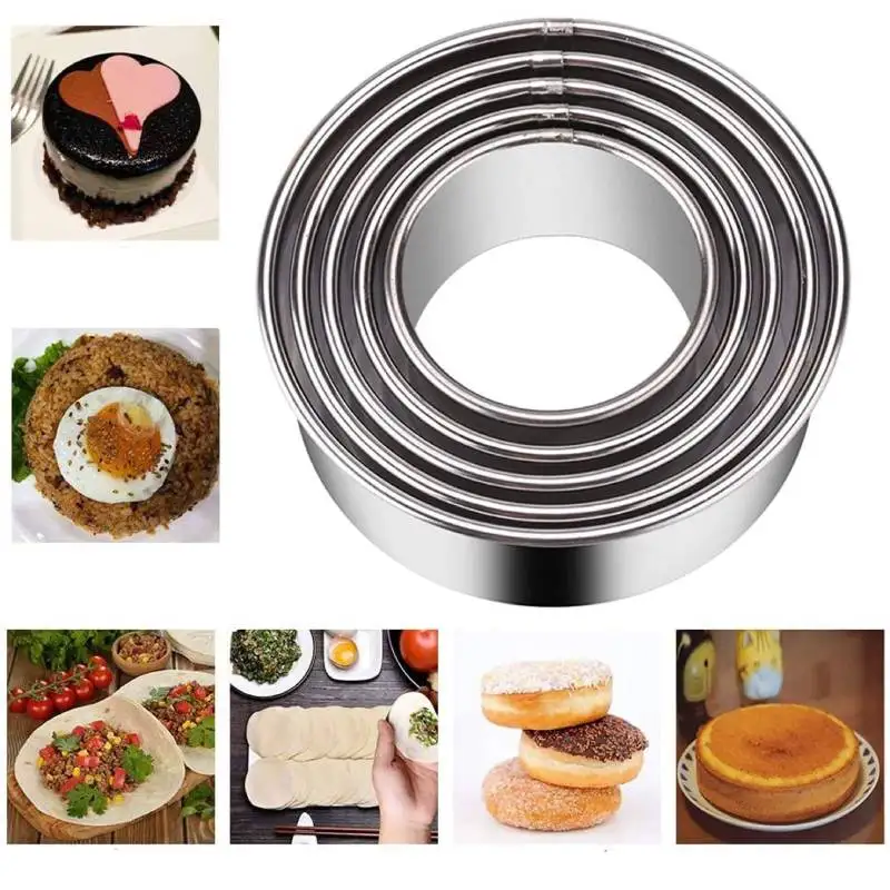 Cookie Cutters 5pcs Set Round Stainless Steel Pancake Dumpling Mold