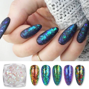 

BORN PRETTY AB Gradient Nail Glitter Sequins Nails Flakies Irregular Transparent Sequins Chrome Pigement Chameleon Powder 1 Box