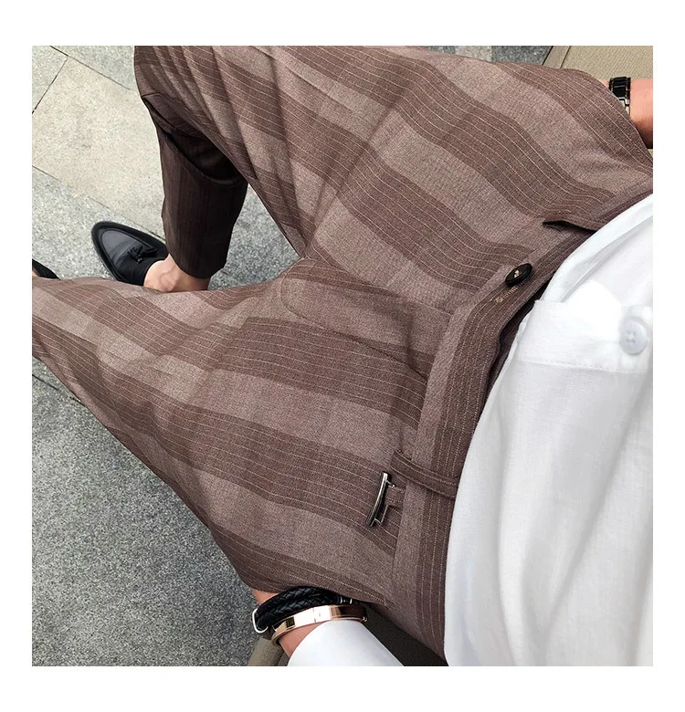 Business Vestido Social Trousers Office Slim New Autumn Plaid Pant Mens Pantalones Hombre Ankle-Length Pants Men Suit Dress Pant