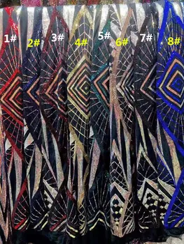 

DiuDiu-9.9918 Hot selling african sequins lace fabric tessel fringel embroidered tulle mesh lace fabric