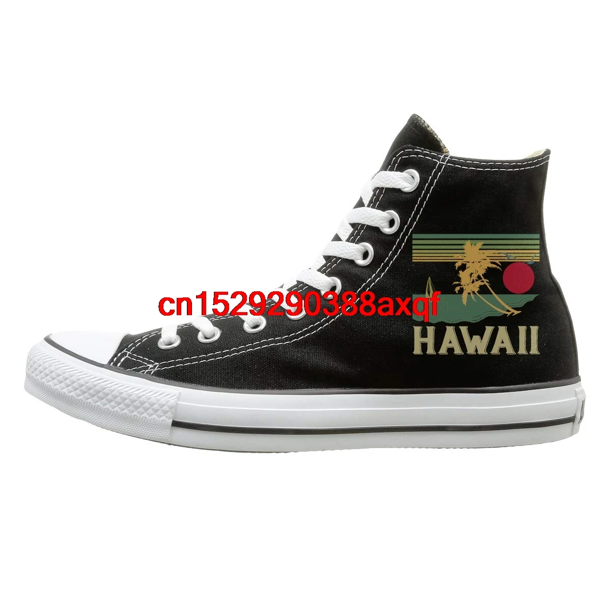 

Unisex Casual Shoes Boys and Girls Sports Shoes Vintage Hawaiian Canvas Shoes High Top Sport Black Sneakers Unisex Style 134