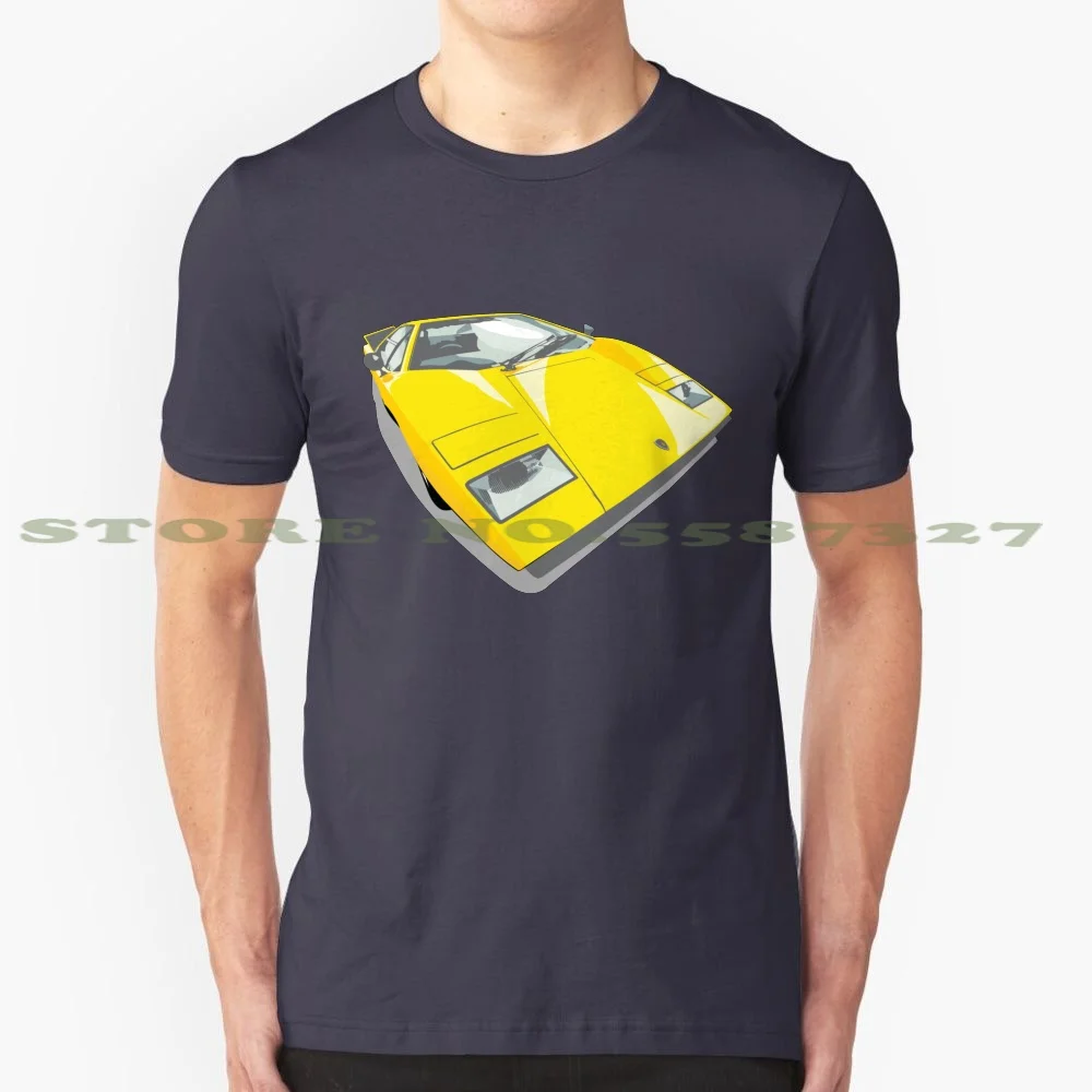 1970S Lambor In Yellow Cool Design Trendy T-Shirt Tee Lambo Countach Supercar 1970S Anni '70 Anni '70 Classic Car Automobile