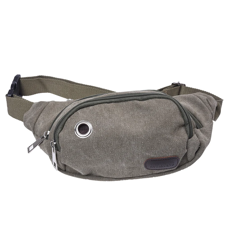 

ABZC- Men's waist bag Chest pouch Canvas Military Green Travel Sport