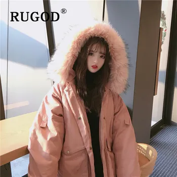 

RUGOD New Korean Style Oversized Kpop Clothes Midi-long Solid Warm Coat Winter Long Jacket Women Fashion 2019