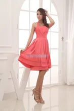 

free shipping 2016 Halter plus wedding gowns new design Pleat brides maid custom size/color red Knee-Length Bridesmaid Dresses