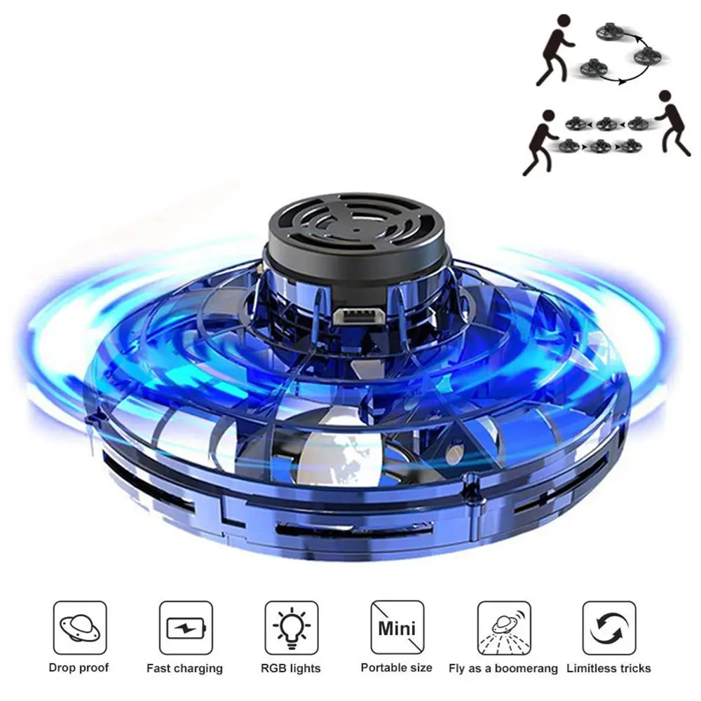 $30.42 Flynova Athletic Antistress Hand Mini Flyings Toy Gyro Rotator Drone UFO Led Fidget Finger Spinner