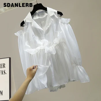 

Holiday Jumpsuit for Women Streetwear Sexy Off-Shoulder Fashion Elegant Organza Stitching Jumpsuits 2020 Early Autumn New Cloth