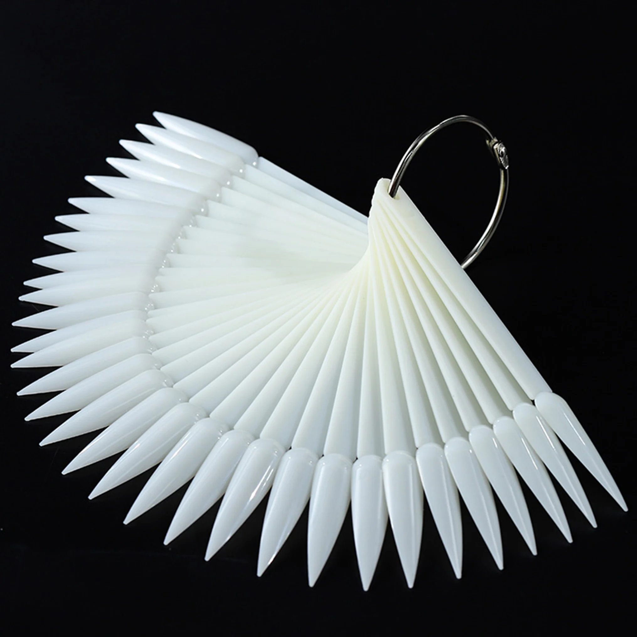 

50pcs/bag Fake Nail Tips Fan Style Practice Display Board Nature Clear Sharp Color Card Stick Acrylic For UV Gel Display Tools