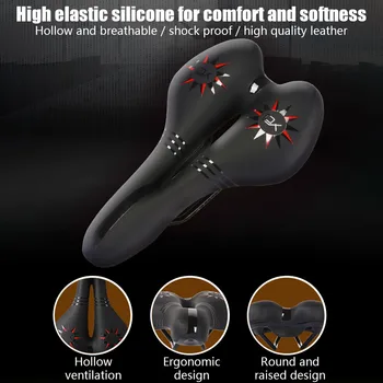 

IN STOCK Bike Saddle Cushion Cycling Seat PU Leather Surface Silica Filled Gel TimeTrial Comfortable Shockproof Bicycle Saddle #