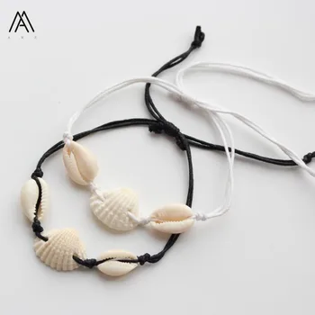 

12pcs/Set Boho Handmade Shell Rope Bracelets Elastic,Unisex Scallop Shell Knotted Rope Charm Bracelets Summer Jewelry HNLL-06