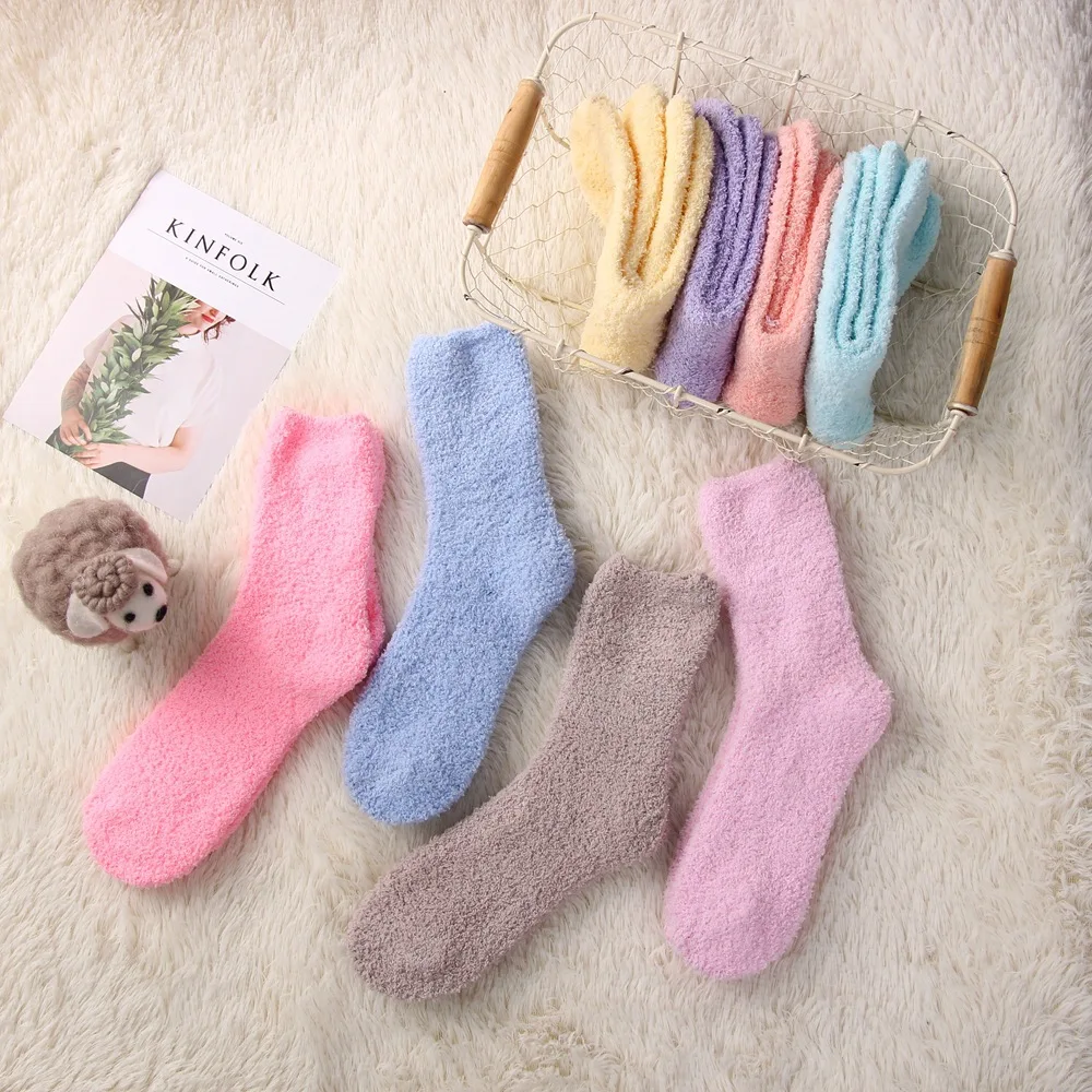 Теплые коралловые бархатные женские розовые носки зимние утолщенные впитывающие пот носки-тапочки милые женские Японский Корейский Стиль 120