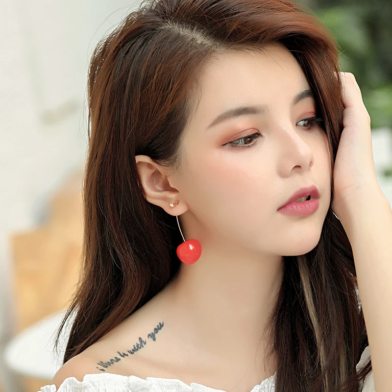 Xinwei/оптовая продажа летние серьги с вишенкой для девочек женские темпераментные