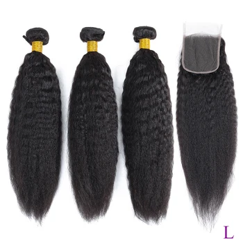 

Malaysian Kinky Straight Hair Bundles With Closure Human Hair Weave Bundles With Closure Non-Remy Hair Extensions
