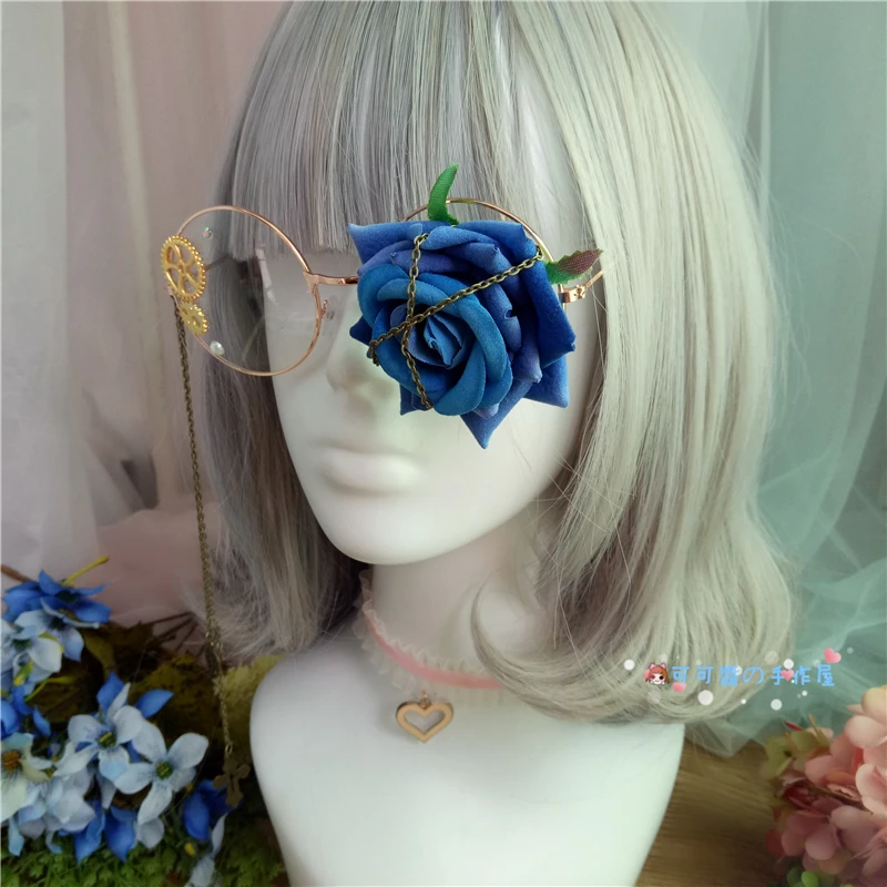Ручной diy диффузный cos Поставка круглый оправа плоские очки Лолита Мягкая сестра Harajuku мертвая линия Роза ретро женский