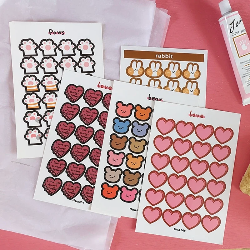 

Kawaii Rabbit Love Heart Stickers DIY Decorative Sticker For Diary Scrapbooking Decoration Cute Stationery Toy Stickers Gift