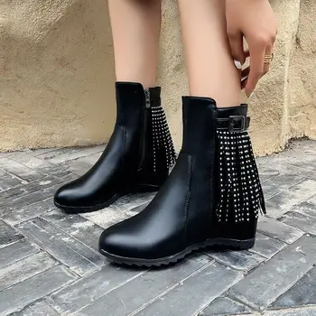 

Women New Hidden Wedge Heel Ankle Casual Boots Blingbling Outdoor Warm Boots