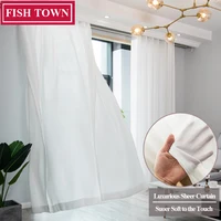 Custom Mad Feel Smooth and Soft Touch Luxurious Chiffon Solid Sheer Curtains for Living Room Bedroom Window Voiles Tulle Curtain 1