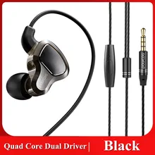 Android наушники стерео двойной динамический высокое Разрешение наушники-вкладыши с микрофоном ответ Управление спортивные музыкальные наушники 4-х ядерный