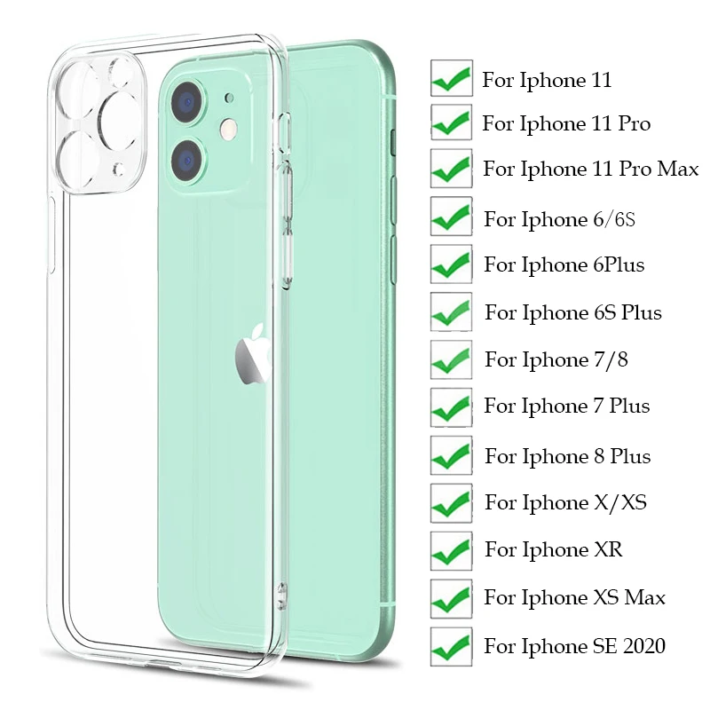 Lens Protection Silicone Case For iPhone 11 X XR XS Max 8 7 6 6S Plus SE 2020 Soft Cover For iphone 11 Pro Max Transparent Case Lens Protection Silicone Case For iPhone 11 X XR XS Max 8 7 6 6S Plus SE 2020 Soft Cover For iphone 11 Pro Max Transparent Case