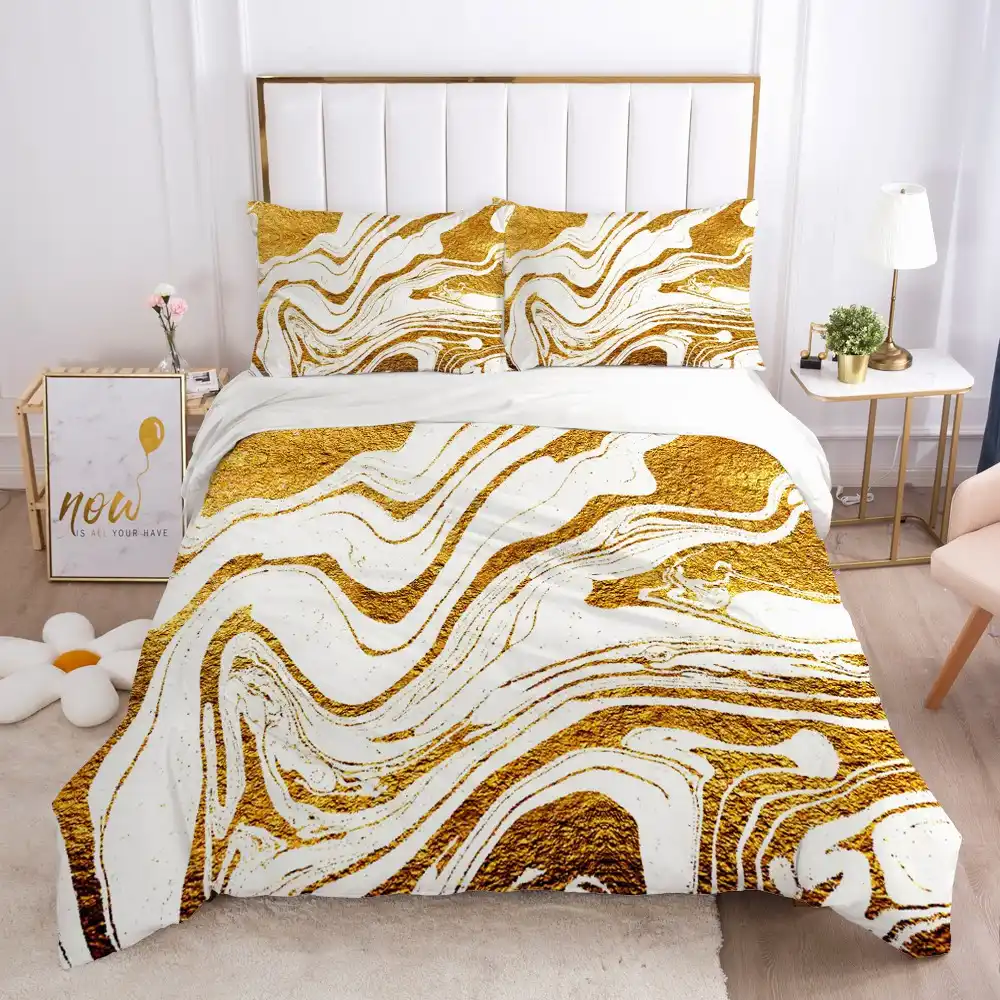 3d Duvet Cover Sets Bedding Set Quilt Covers White Gold Bed Linens King Queen Full Twin Double Single Size Marbling Design Gray Bedding Sets Aliexpress