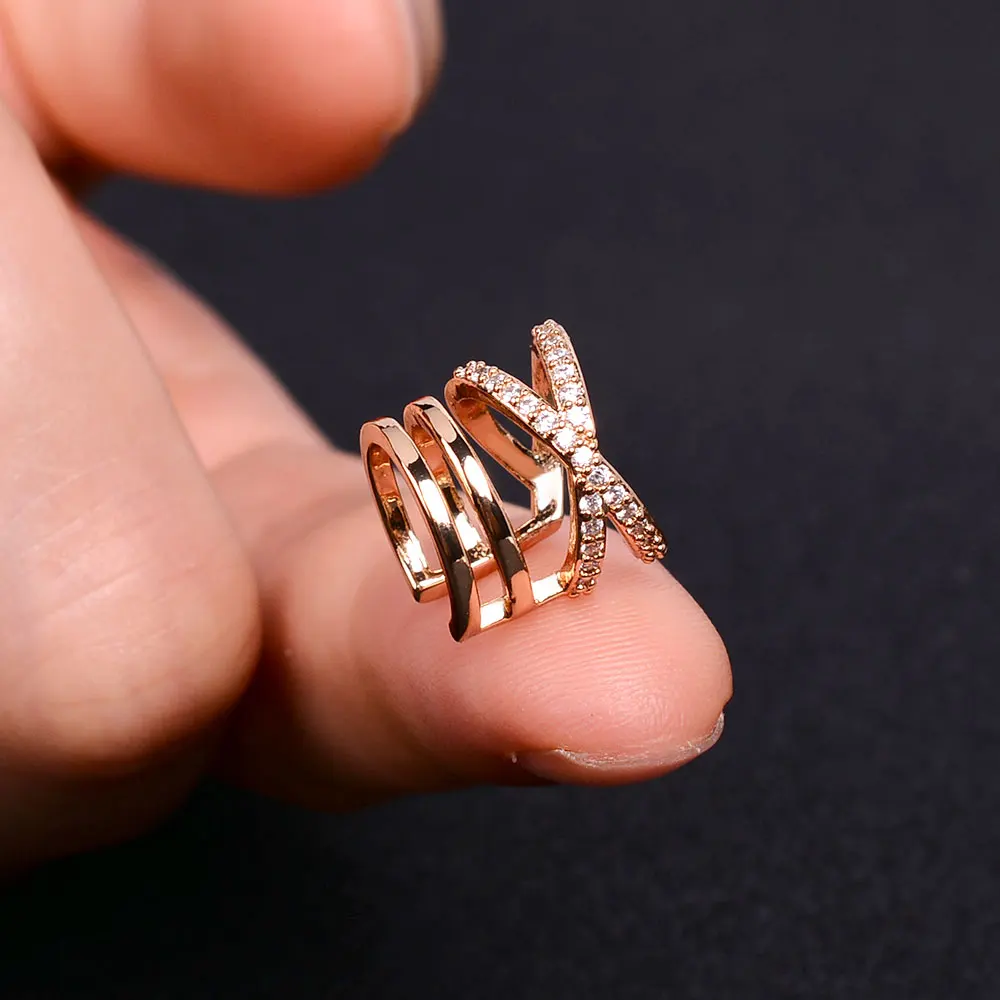 1Pc Zircon Non Piercing Ear Big ClipCuff Wrap Earrings Earcuff Fake Cartilage Clip on Auricle Earing Women Statement Wrap Cuffs