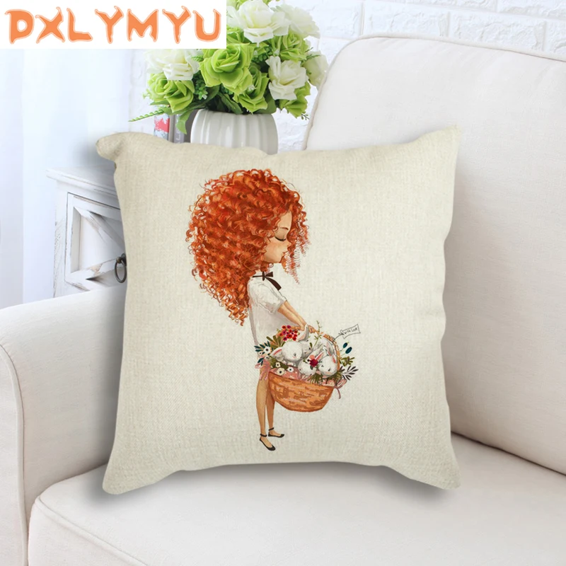 Nordic Style Wing Cartoon Girl Printed Cushion Decorative Pillow Cartoon Mermaid Home Decor Sofa Throw Pillow 45*45cm