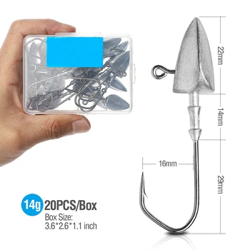 

​ 20pcs Fishhook Jig Head Barbed Soft Worm Lure Fishing Hooks Tackle Useful