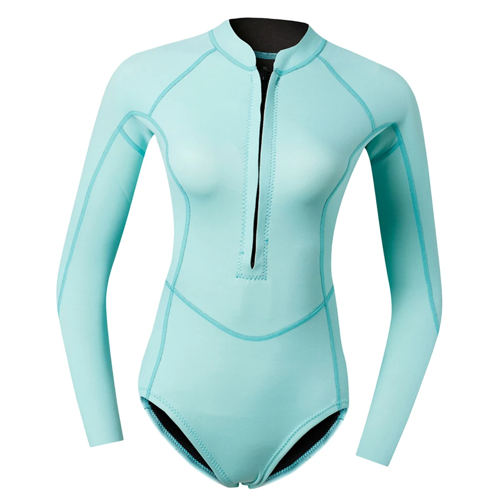 Shorty Wetsuit 2MM Neoprene Front Zip Winter Swimwear Diving Suit Blue for Women with One Dive Equipment Bag