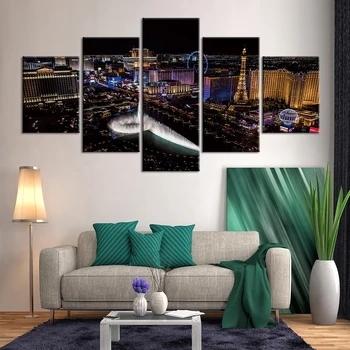 

HD Prints Canvas Pictures Modern Wall Art 5 Pieces Night city Paintings Poster for Bedroom Home Decor Framework