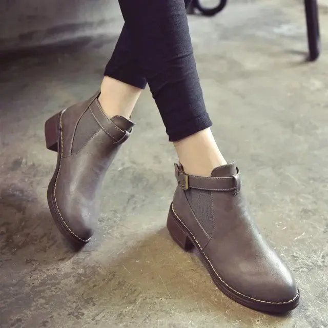 

Europe And America 2018 Autumn And Winter New Style WOMEN'S Boots Square Heel Semi-high Heeled Students round-Toe Short Boots Ma