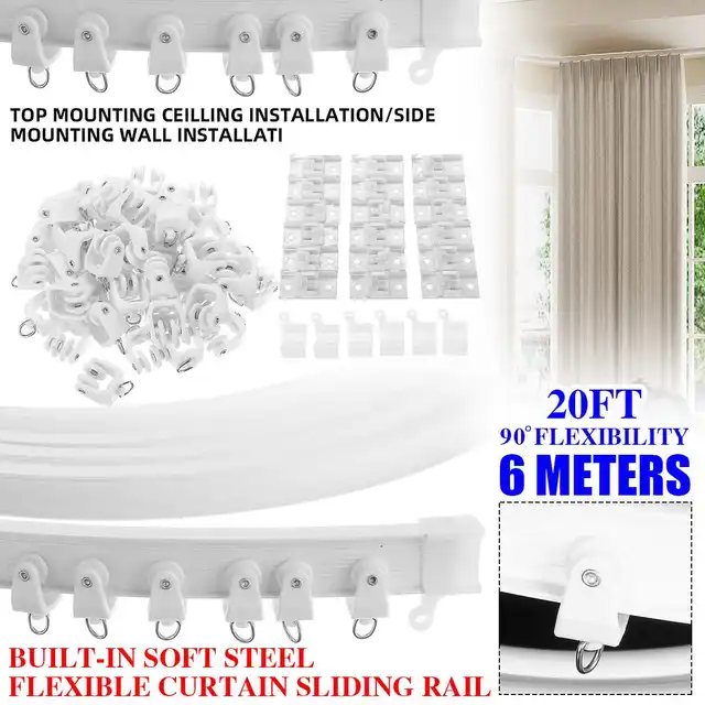 6 m binario per tenda da doccia rai bendablel asta per finestra dritto  curva flessibile soffitto (