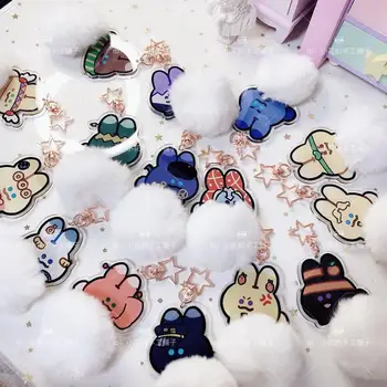 

Anime JOJO's Bizarre Adventure Kujo Jotaro Bucciarati Giorno Cosplay Cute Rabbit Acrylic Figure Pom Pom Bag Pendant Keychain Toy