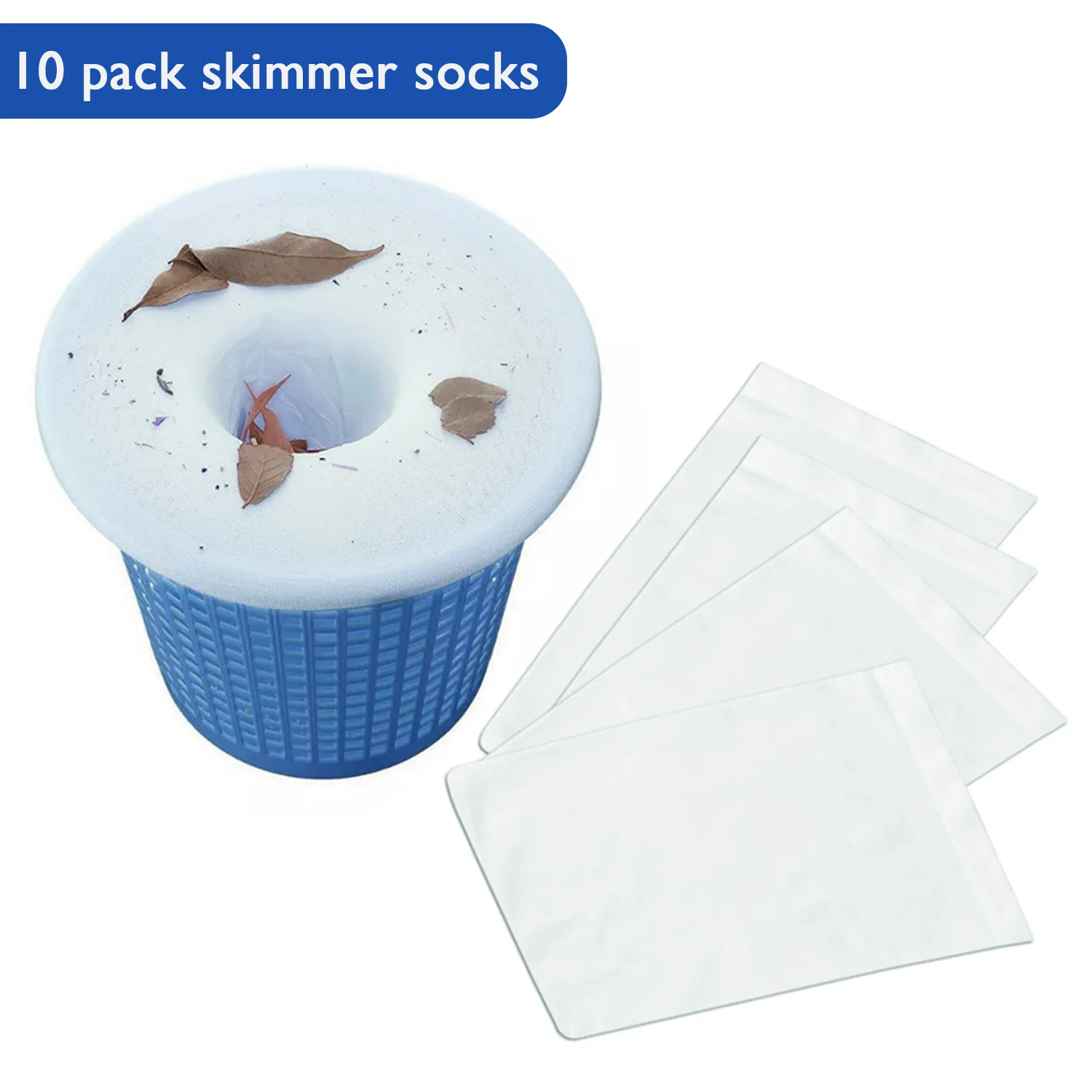 

10pcs Swimming Pool Garbage Filter Skimmer trash Socks Basket sock bunnings for Pool reture garbage hair leaf grass 22 x 13cm