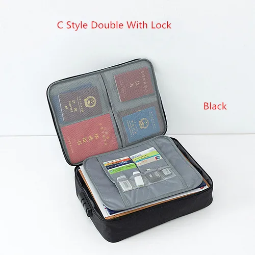 C Black Катионный тканевый файл, сертификат, сумка для хранения документов, паспорта, органайзер, сумка, бизнес путешествия, Ipad, держатель для паспорта, аксессуары - Цвет: C Black