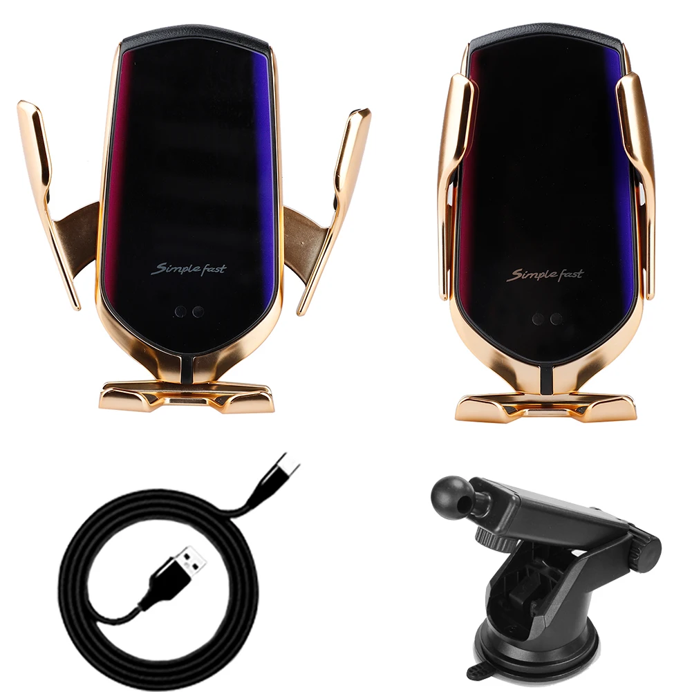 

Qi Fast Wireless Charger Phone Holder R2 Smart Infrared Induction Wireless Charger Car Suction Cup Holder for iPhone X XS 11 Pro
