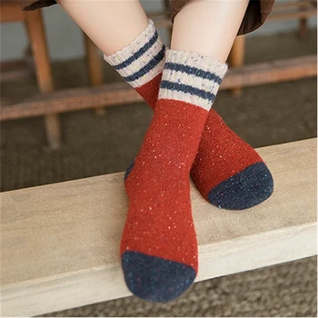 

Thick Terry Wool Socks Women for Autumn and Winter with Striped Dotted Yarn Warm Christmas Socks