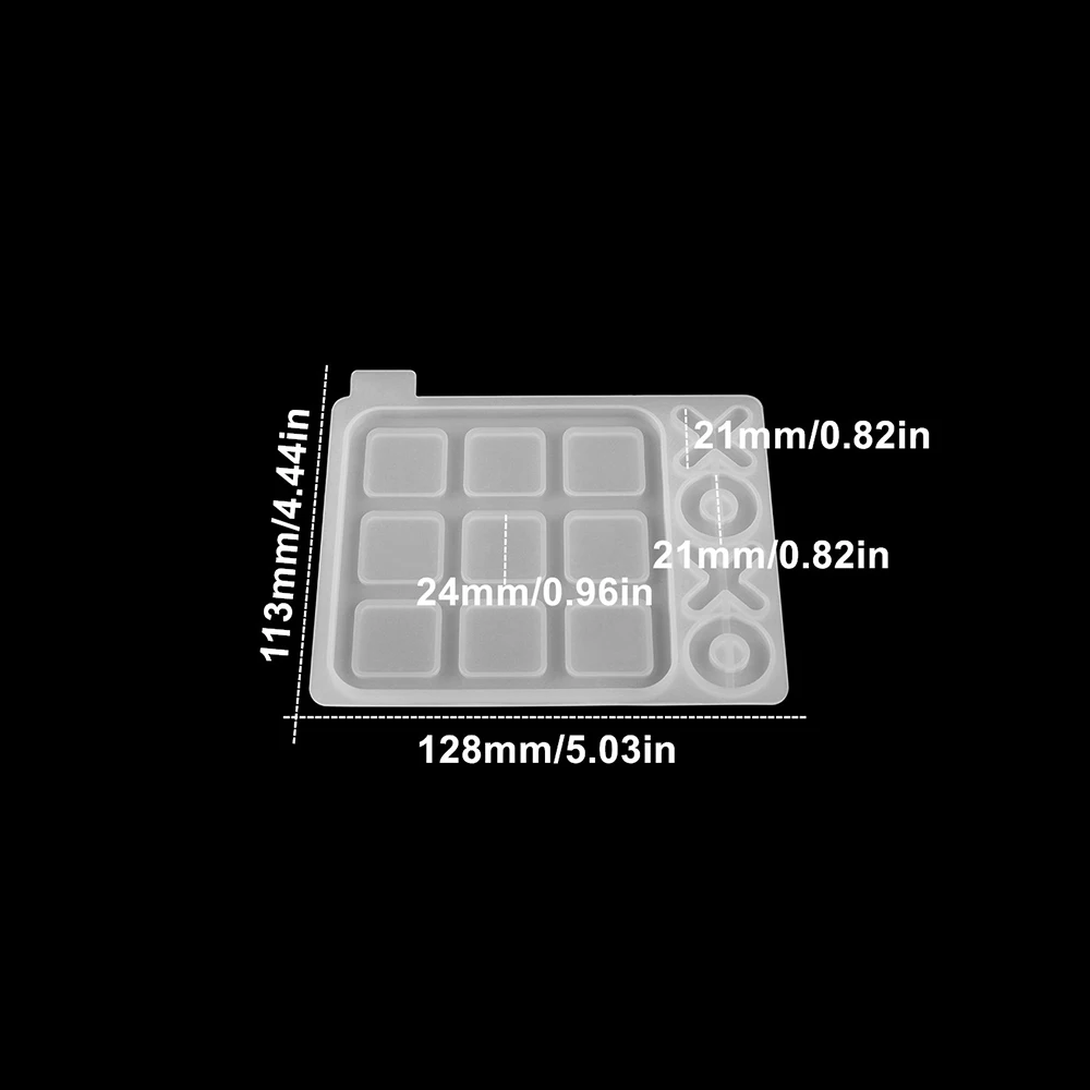 Compact Tic Tac Toe Silicone Casting Mold for DIY Resin Crafts and Jewelry Making