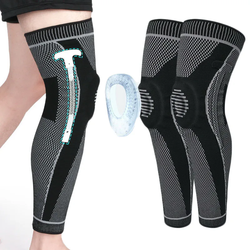 2Pcs Sports Knee Pads Silicone Springs Support Basketball Leg Sleeve Knee Patella Protector Cycling Run Compression Brace