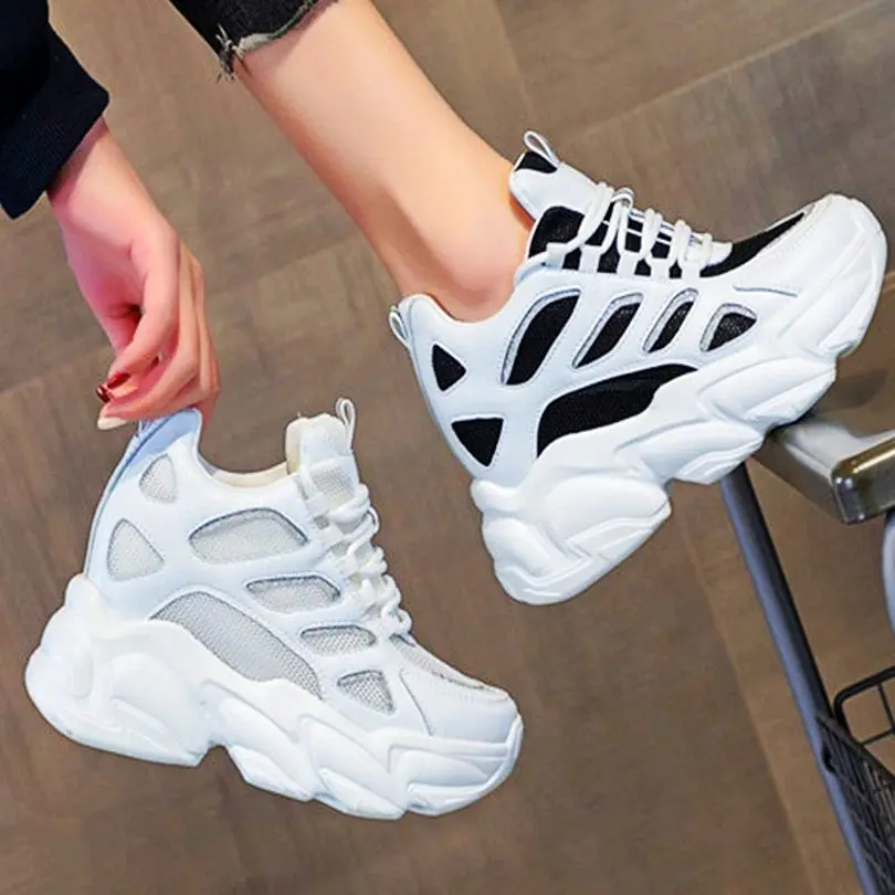 

Summer Ankle Boots Women's Leather Platform Wedge High Heel Sandals Lace Up Breathable Casual Shoes Round Toe 34 35 36 37 38 39