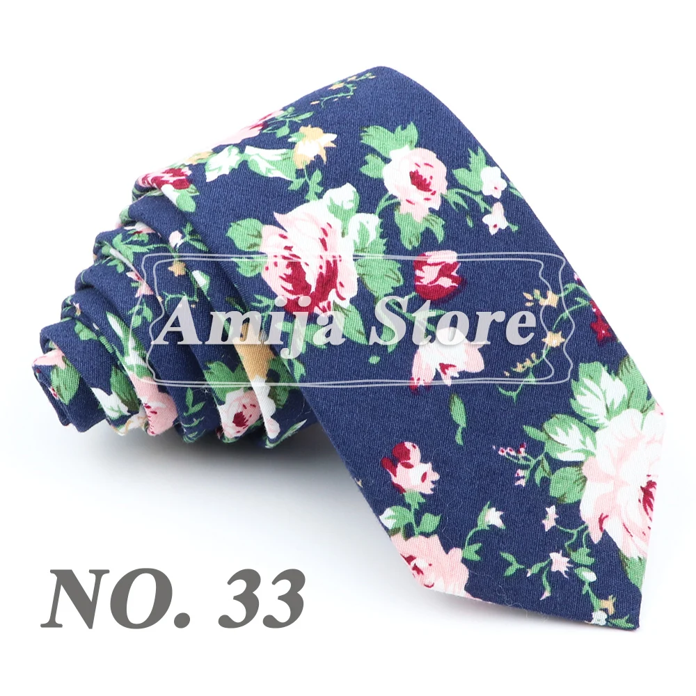 Fashion Floral Baumwolle Krawatte Für Männer Frauen Silm Krawatte Mit Blume Krawatte Für Hochzeit Geschenk Lässige Krawatten Anzüge Romantische Zubehör – Detail 35