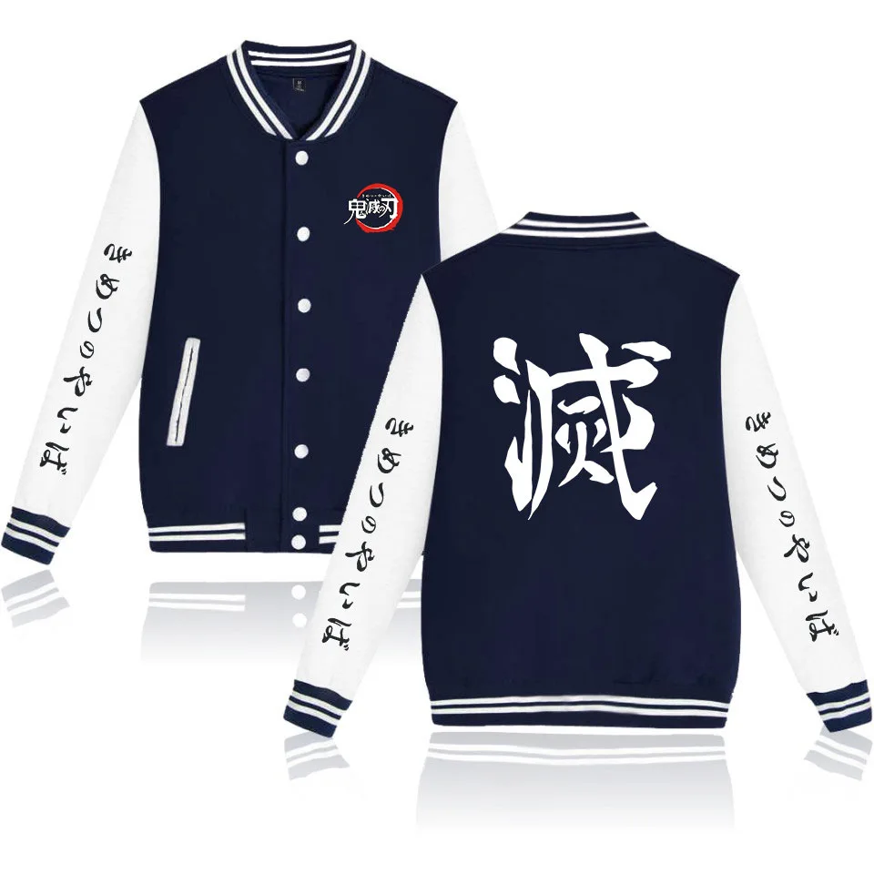 navy blue 3 XXS-4XL,, бейсбольная куртка Kimetsu no Yaiba, худи для мужчин и женщин, Nezuko Kamado, косплей костюм, худи размера плюс - Цвет: navy blue 3